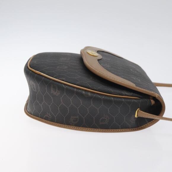 DIOR Honeycomb Canvas Shoulder Bag Pvc Leather Black Gold - Picture 4 of 12